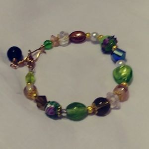 Beaded bangle bracelet (# 3 green)